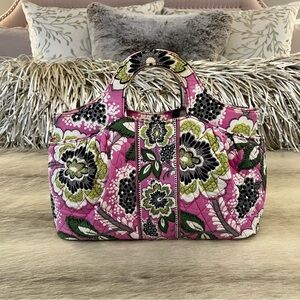VERA BRADLEY Pricilla Pink 2012 Abby Satchel Handbag Y2K Green Floral East West